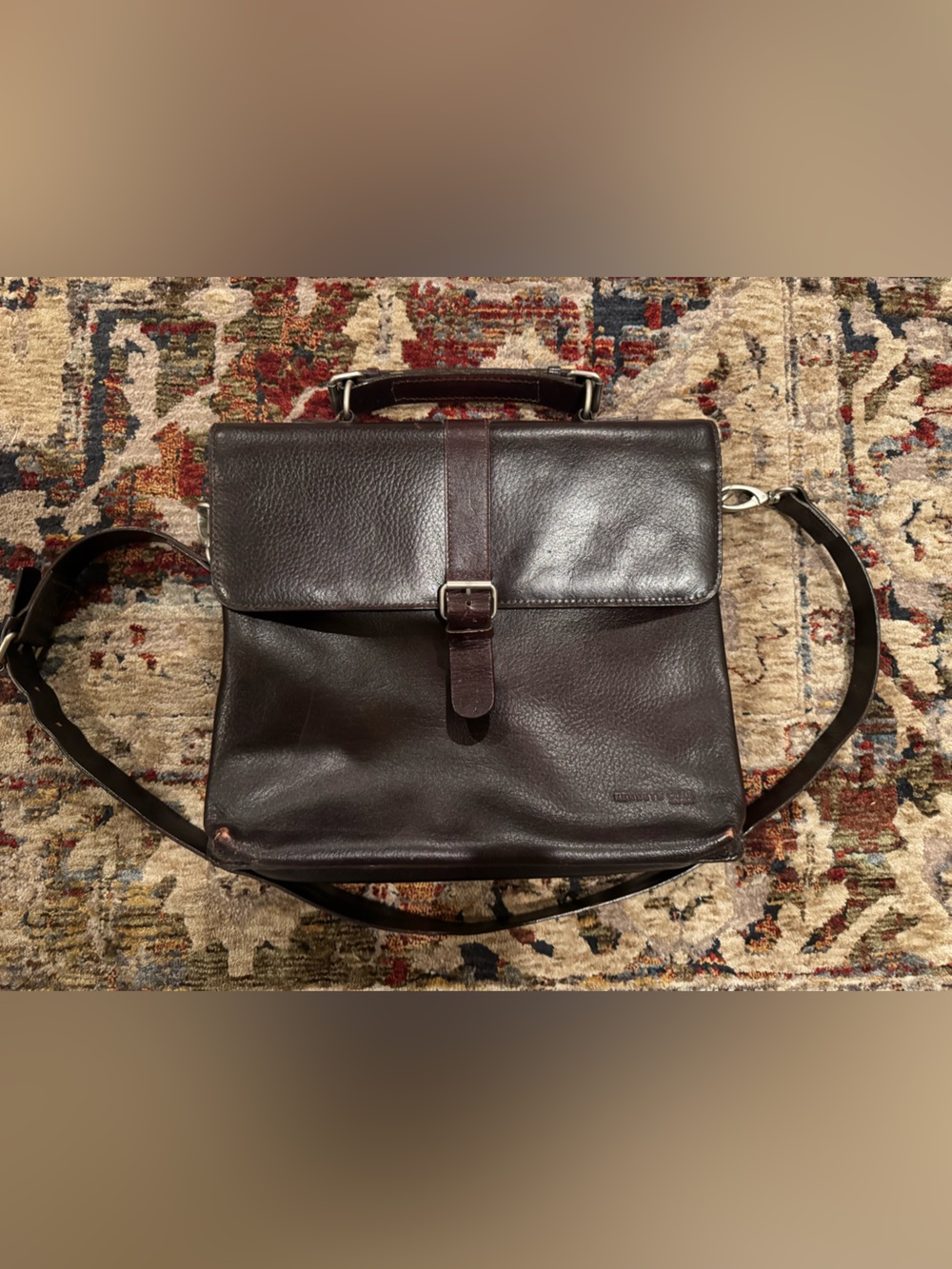 KENNETH COLE NY Vintage Leather Briefcase Dark Brown/Blk Messenger Bag